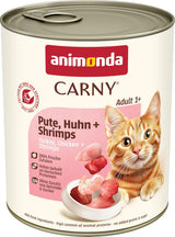 Animonda Carny kattennatvoer kalkoen + kip + garnalen (6 x 800 g), graanvrij, suikervrij natvoer met verse vleesingrediënten