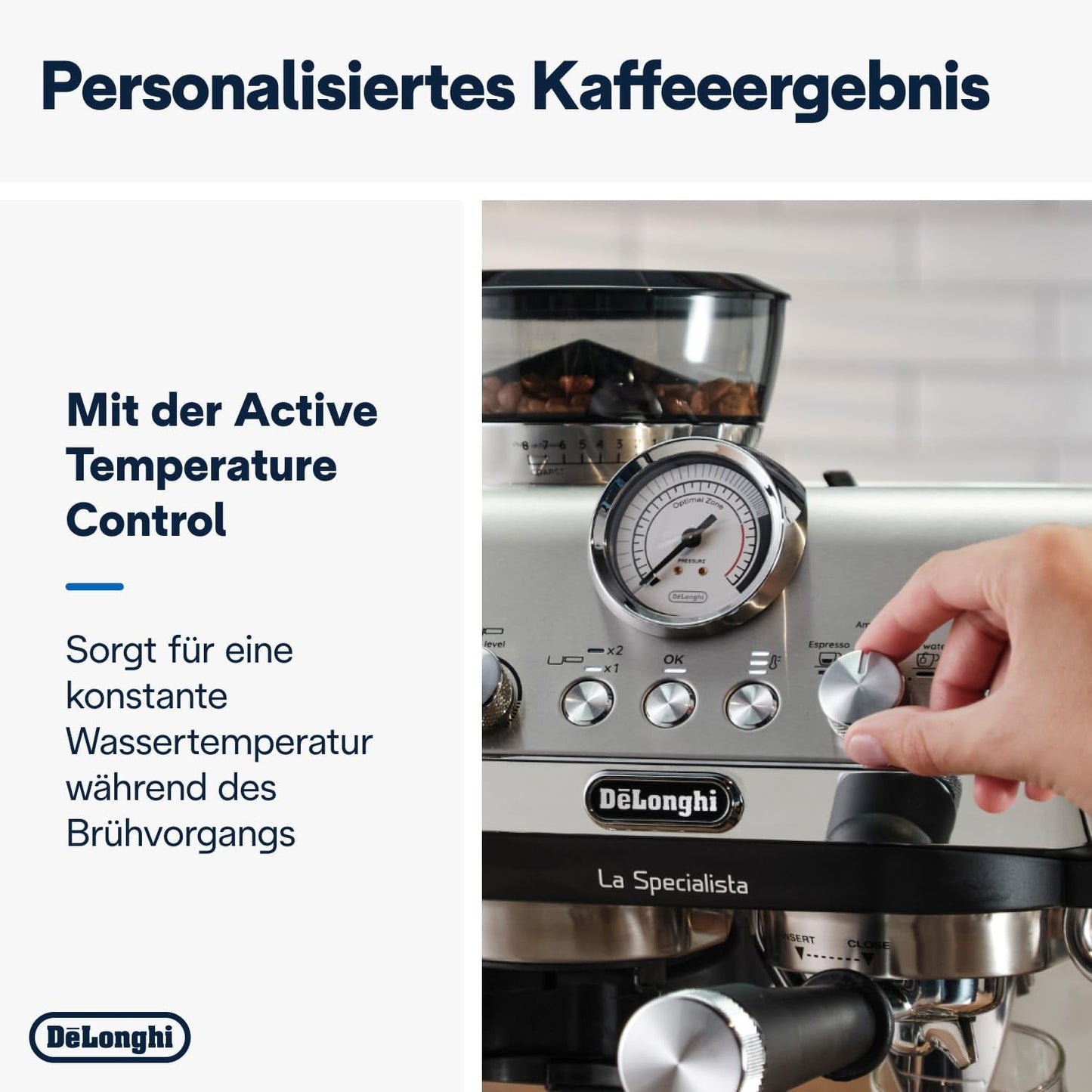 De'Longhi La Specialista Arte EC9155.MB portafilter espressomachine met molen, 8 maalstanden, 15 bar druk, 3 temperatuurstanden, melkopschuimer, 1550W, 1,7L tank, RVS/zwart, inclusief barista kit