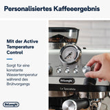 De'Longhi La Specialista Arte EC9155.MB portafilter espressomachine met molen, 8 maalstanden, 15 bar druk, 3 temperatuurstanden, melkopschuimer, 1550W, 1,7L tank, RVS/zwart, inclusief barista kit