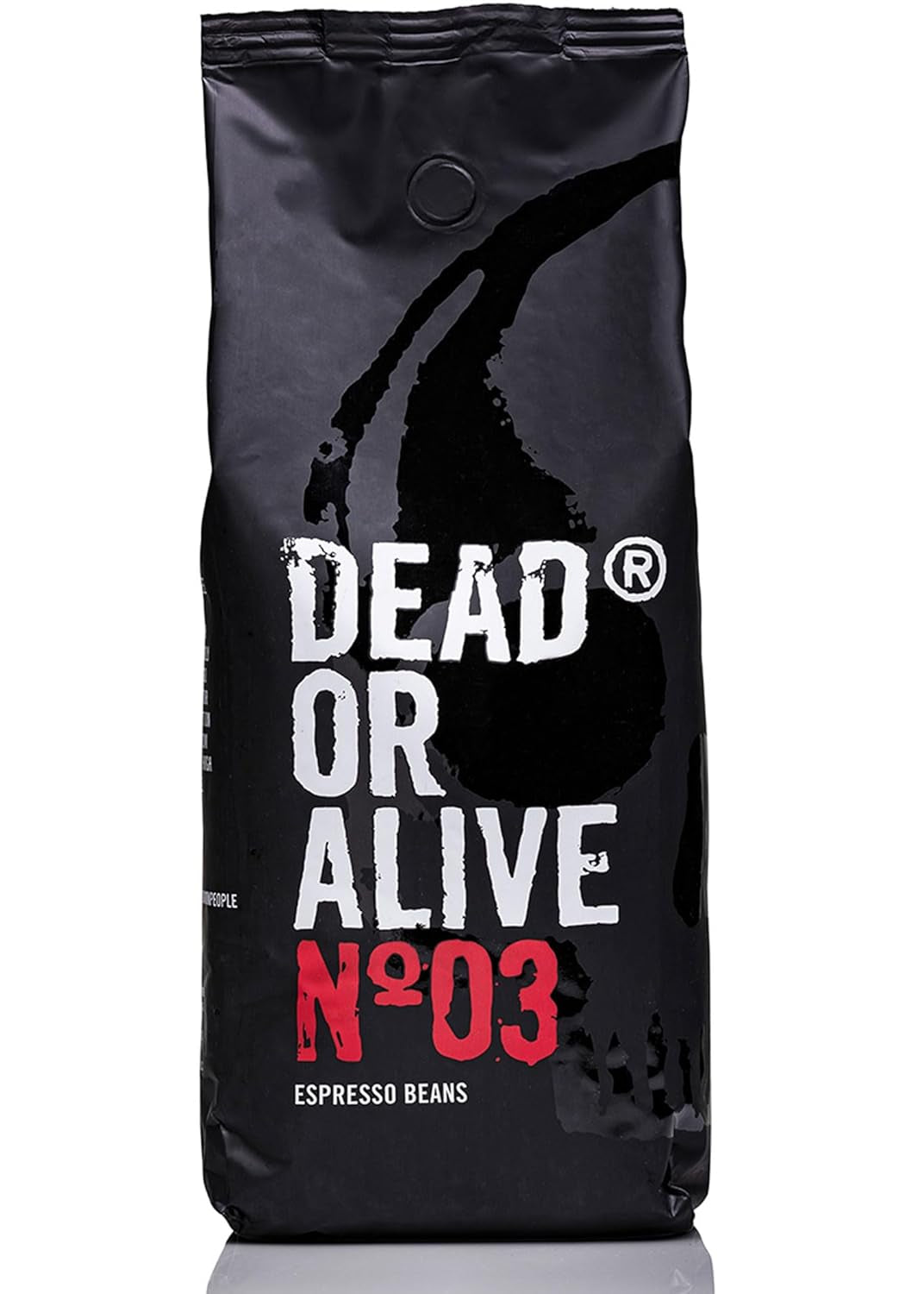 DEAD OR ALIVE Espresso No3 - Starke Espressobohnen 1kg - 100% Robusta - Kaffeebohnen für Kaffeevollautomat en Espressomaschine - Ganze Bohnen mit viel Koffein aus Italien - Koffiebonen