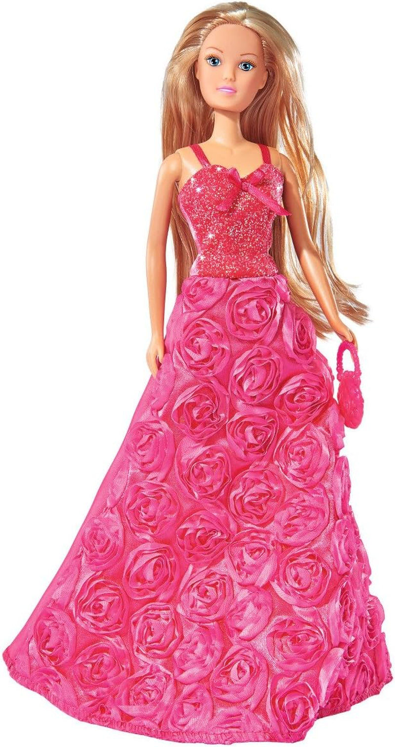 Simba 105739003 - Steffi Love Princess Gala Fashion, 2-Fach Sortiert, es Wird nur EIN Artikel geliefert, Spielpuppe als Prins in traumhaften Rosenkleid met Handtas, 29cm, ab 3 Jahre