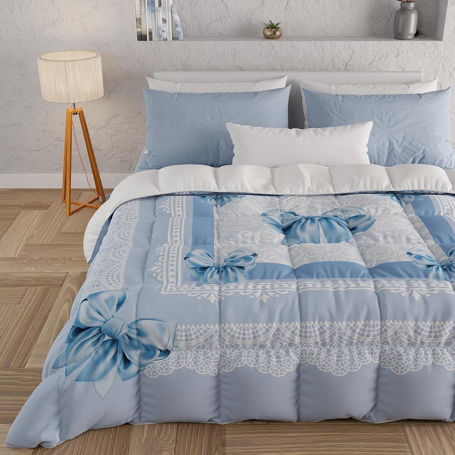 PETTI Artigiani Italiani - Winterquilt, Winterquilt, Eenvoudige quilt, Dubbelzijdig, Monocolor en digitaal printen, 100% hypoallergene microvezel, Made in Italy