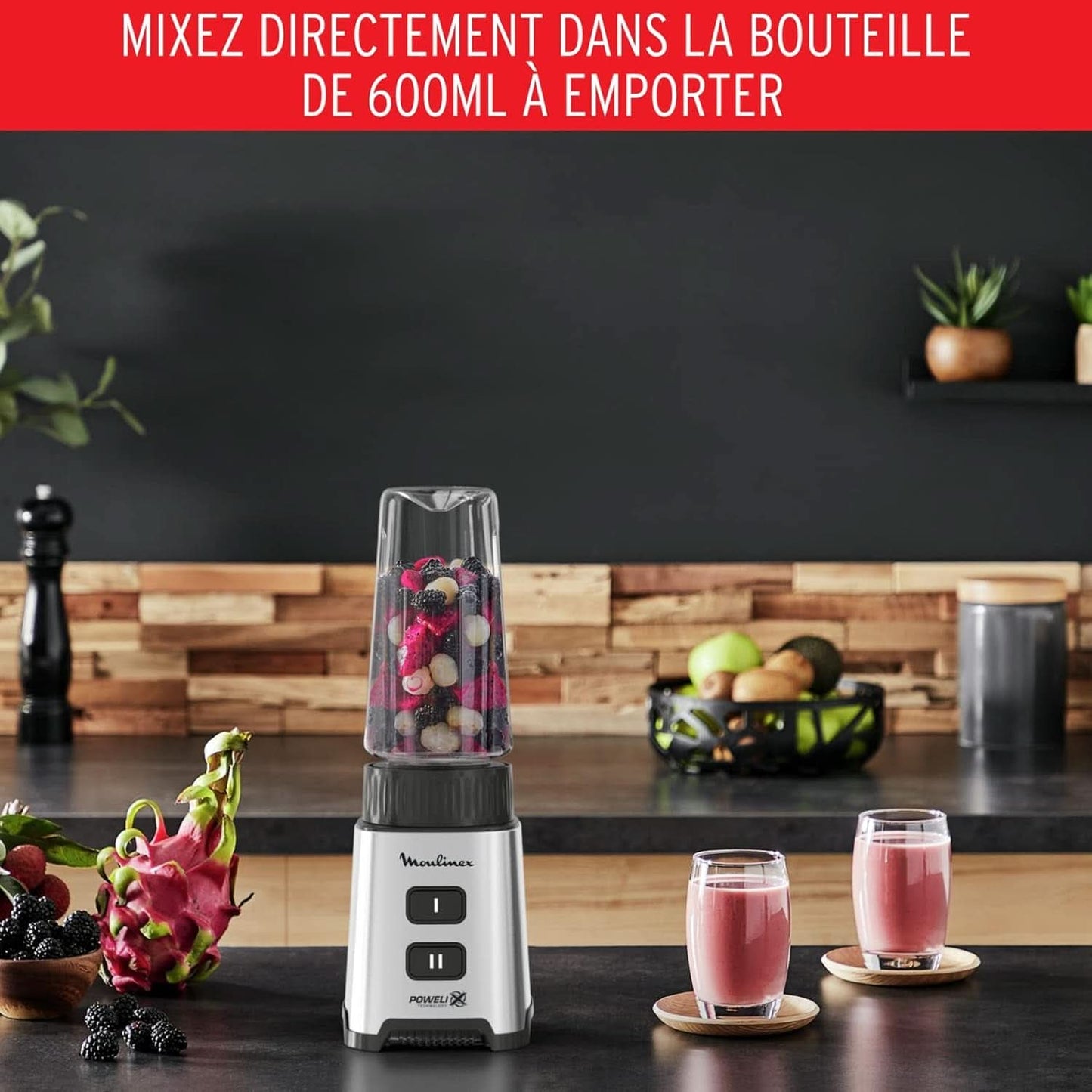 Blender Pulseo LM17GD, 400 W, 4 messen, 700 Ml, Draagbare container 600 Ml Keuken Naty Shop