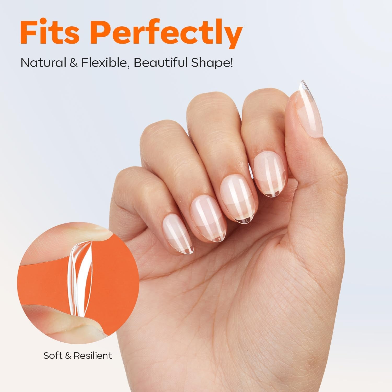 Modelones nageltips 216 stuks - volledige dekking nageltips set, zachte gel tips set, pre-polijsten PMMA hars nageltips, doe-het-zelf lijm op nail art kunstnagels, korte amandelen XS
