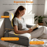 Groot leeskussen met afneembare neksteun en armleuningen, rugkussen voor bed, ergonomisch rugkussen met arm, zak en wasbare hoes voor lezen en tv kijken.
