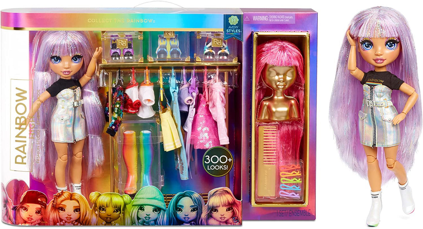Rainbow High 571049 Fashion Studio - Exclusieve pop met kleding, accessoires en 2 glanzende pruiken - Creëer meer dan 300 outfits!