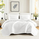 Comfort Spaces Kienna dekbedset, luxe dubbele stiksels, zomerdeken, lichtgewicht, zacht, beddengoed voor het hele jaar, bijpassende kussensloop, wit, deken voor kingsize bedden (264,2 x 228,6 cm), Naty Shop Quilts & Quilts Garden Wit/Opulent Quilt King/Cal King (104"X90")
