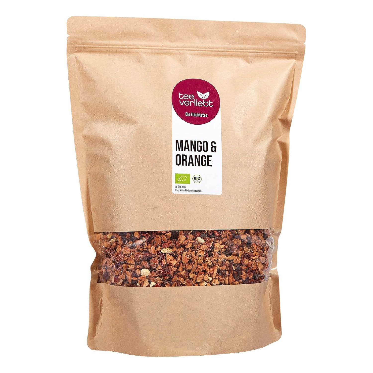 Teeverliebt - Losse fruitthee Mango & Sinaasappel 1000 G I Losse fruitthee I Blend van zomertheeën uit gecontroleerde biologische gewassen I Losse biologische fruitthee 1 kg
