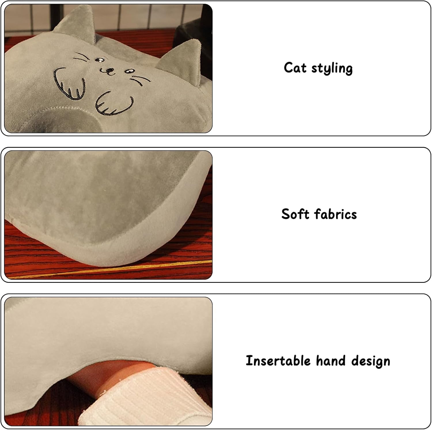Kantoorslaapkussen Geheugenkatoen Schattig oorgatkussen Zacht slaapkussen Zijslaper Oorkussen voor dames Meisjes Kinderen (Kitten grijs) Cervicale orthopedische kussens Naty Shop