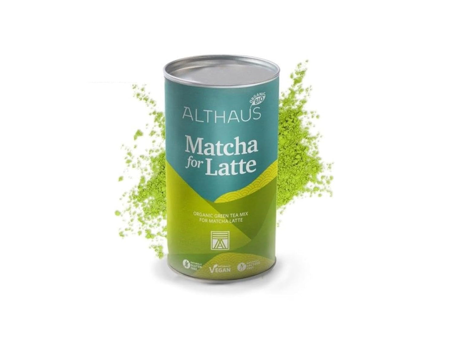 Matcha voor latte Groene theemelange met rietsuiker, 400 g, veganistisch, voor 20 porties