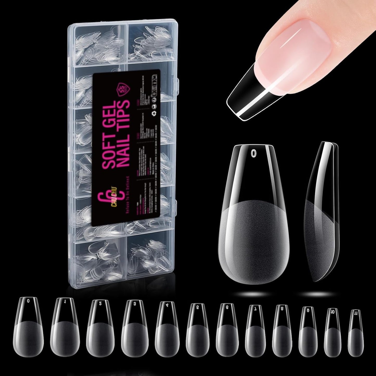 504 stuks ballerina medium gelnageltypes: gelnageltips PMMA kunstnagels nagelverlengingen kunstnagels 12 maten