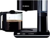 Bosch Styline TKA8013 filter-espressomachine, aromasensor, 1,25 l glazen karaf met aromabehoud, 10-15 kopjes, automatische uitschakeling, ontkalkingssysteem, antidruppelsysteem, roterende filterhouder, 1160 W, zwart