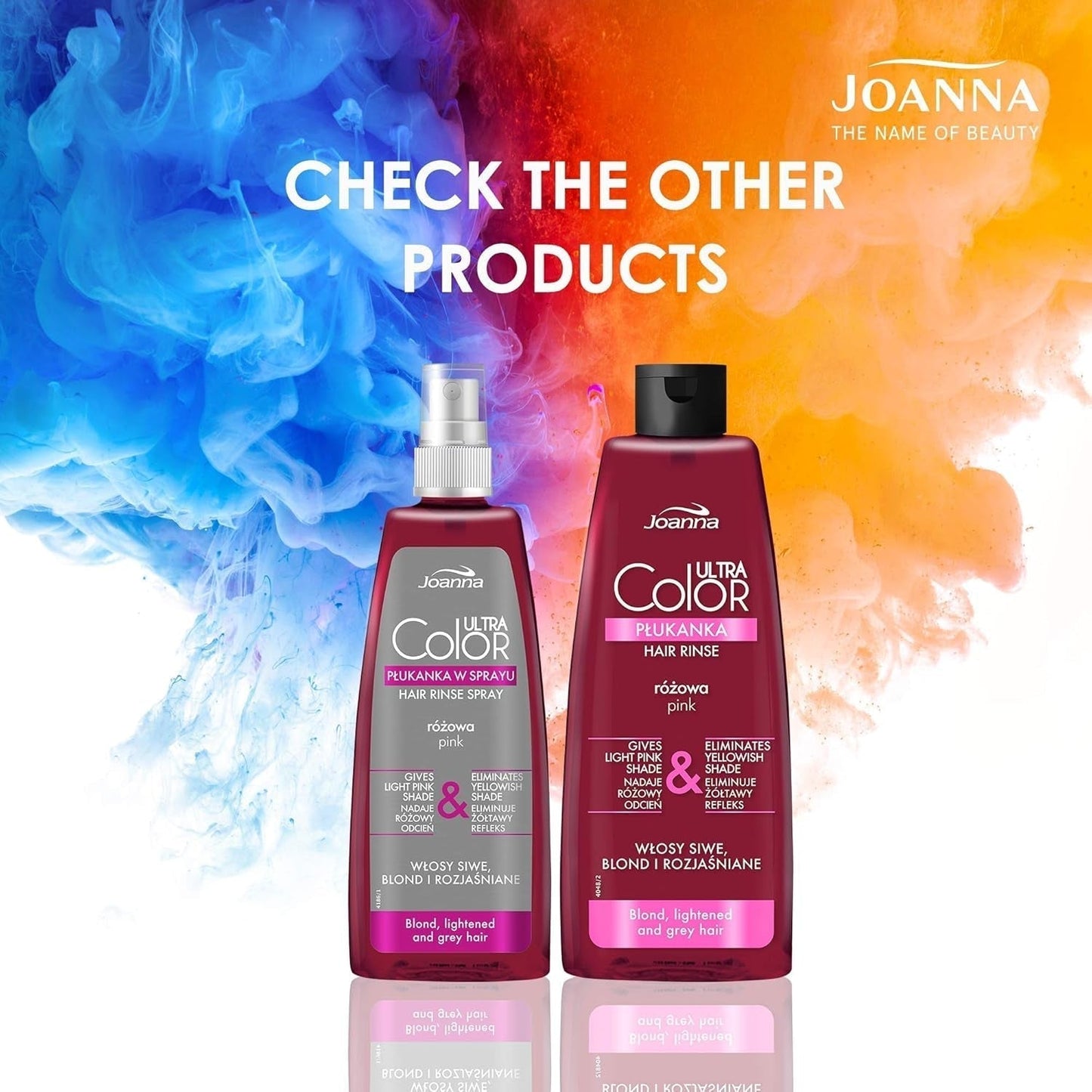 Joanna Ultra Color - Roze kleurconditioner voor blond en licht haar - Pastelroze - Natuurlijke glans - Verwijdert de gele tint uit grijsblond haar - Tijdelijke werking - 150 ml Haarverf Naty Shop