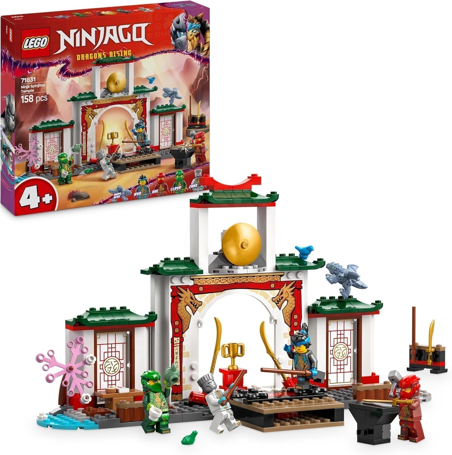 LEGO NINJAGO Spinjitzu Ninja Tempel - Speelset met 4 minifiguren en 1 drakenfiguur - Bouwset - Kerst- of verjaardagscadeau voor jongens en meisjes vanaf 4 jaar 71831 Bouwsets Besuche den LEGO-Store Standaard titel