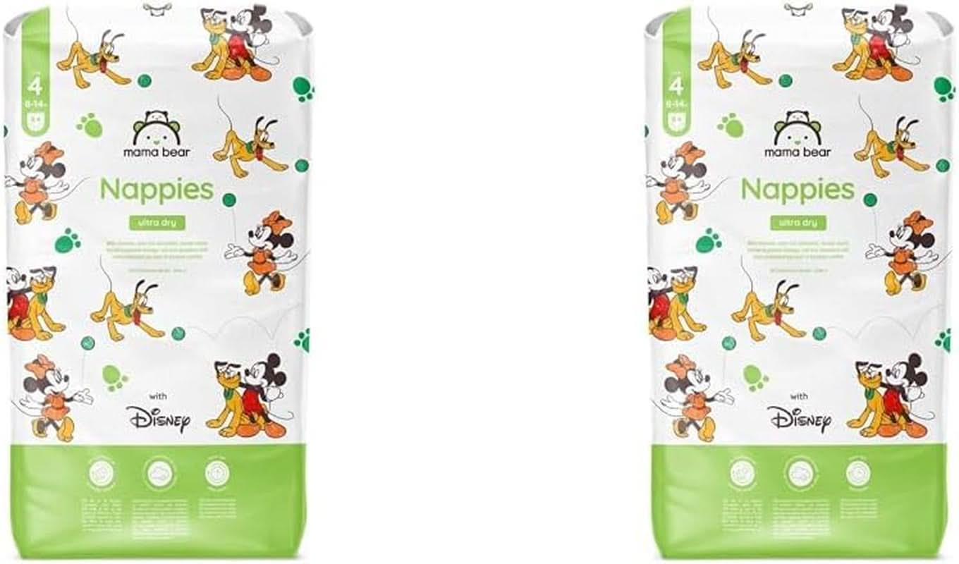 Mama Bear Disney Ultra Dry Luiers Maat 4 (8-14 kg), Wit, 84 stuks (1 pak) Naty Shop Maat 4 (8-14 kg) (2 stuks) Individuele verpakking
