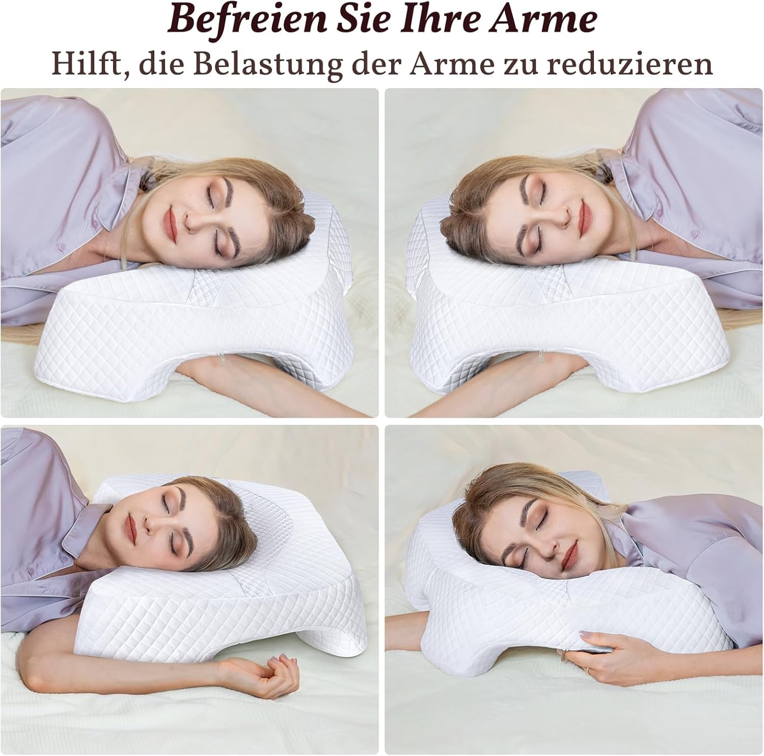 SAHEYER zijslaapkussen met arm, ergonomisch orthopedisch kussen, nek- en schouderkussen van traagschuim, nekkussen met armen in meerdere hoeken voor vele slaapposities (wit) Cervicale orthopedische kussens Naty Shop
