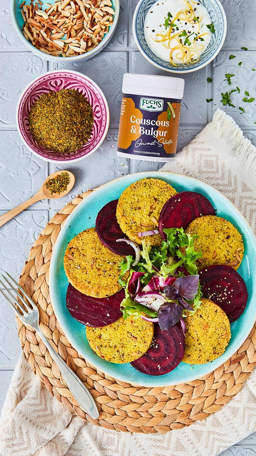 Fuchs Kruiden Gourmet Selectie Midden-Oosten/Afrika - Couscous en Bulgur Kruidenmix Hervulbare Kruidenmix voor het kruiden van Bulgur Gerechten Vegan 55g