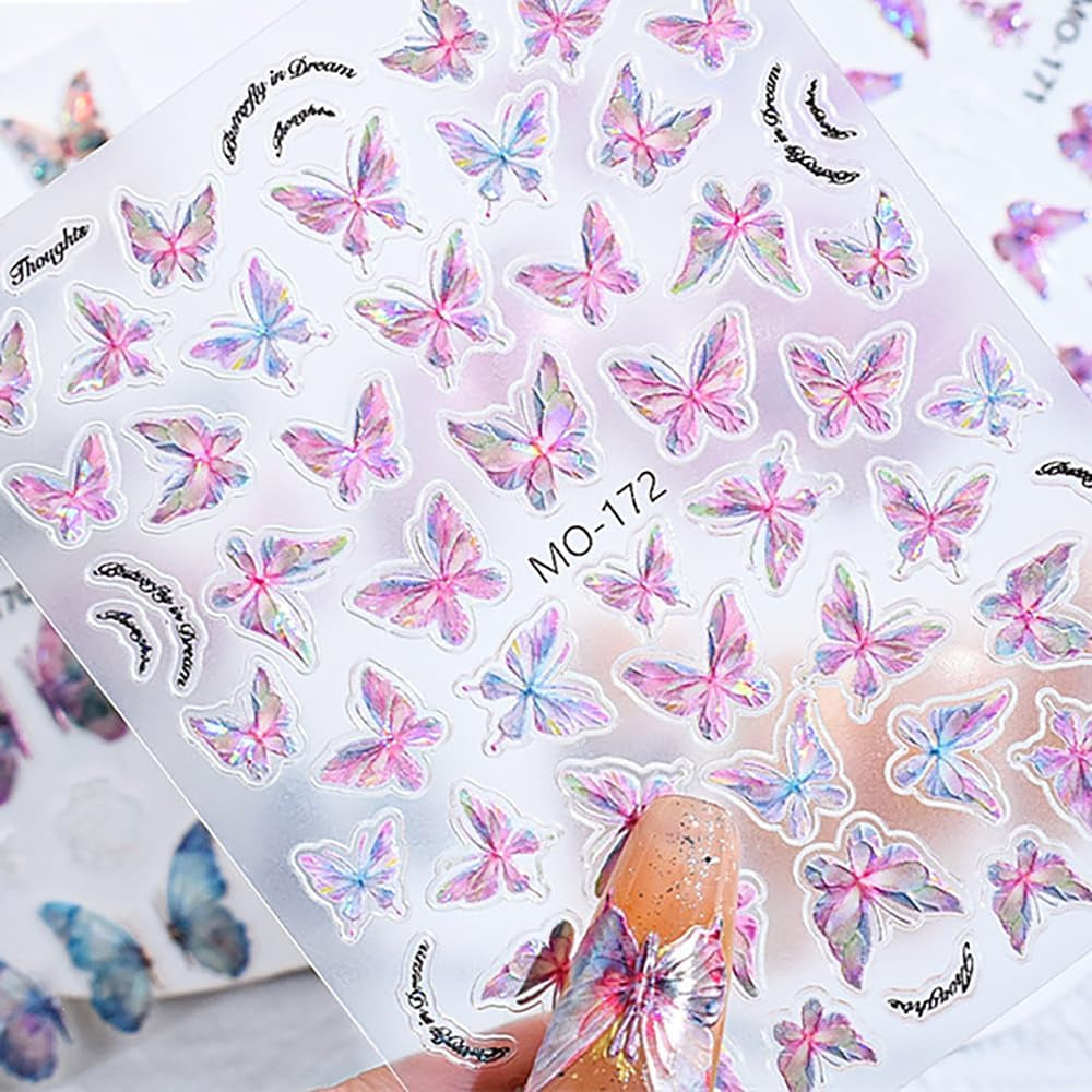 5D vlinder nagelstickers met reliëf zelfklevende vlinders nageldecoratiestickers aurora vlinder nail art stickers nagelaccessoires ontwerp vlinder nagelstickers nail art stickers