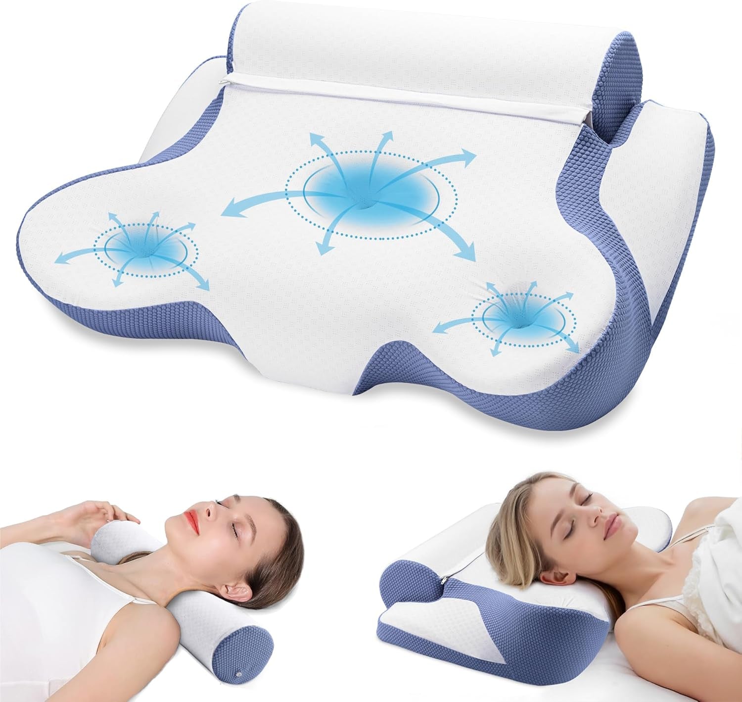 TopEsct Memory Foam Kussen, Zijslaper Kussen, Nekkussen, Hoofdkussen voor Zij- en Rugslapers (Grijs)