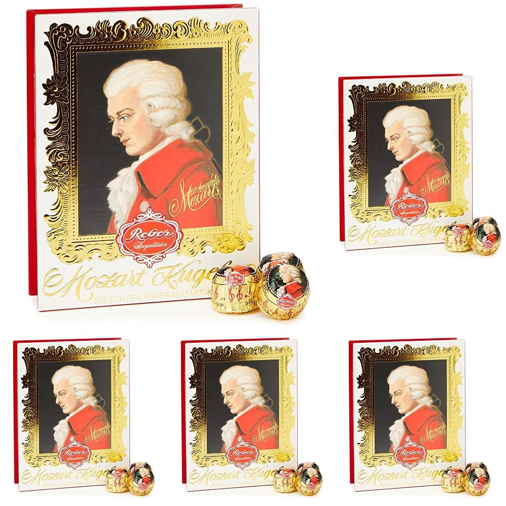 Mozart Barok - Authentieke Mozart-nougatballen met pure chocolade-marsepein, 12 stuks, 1 x 240 g (pak van 5)