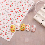 JMEOWIO Nagelsticker Kirschfrucht 6 Blatt Nail Art Sticker Selbstklebend Nagelaufkleber Decoratie Nageldesign Zubehör