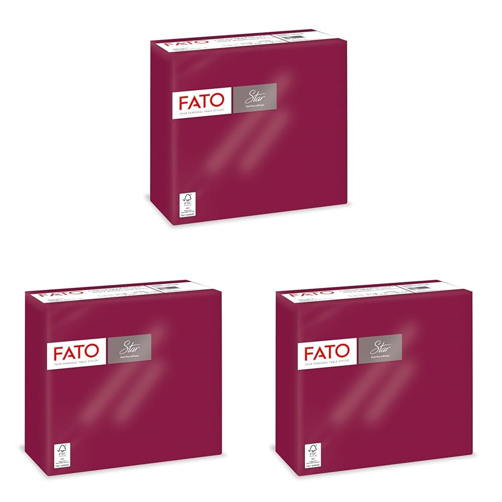 - Zachtheid en zachtheid Wegwerpvloeipapier 40 stuks 38X38 Maat 4 vouwen 2 lagen Bordeaux Kleur 100% puur cellulosepapier Fsc-gecertificeerd (3 stuks)