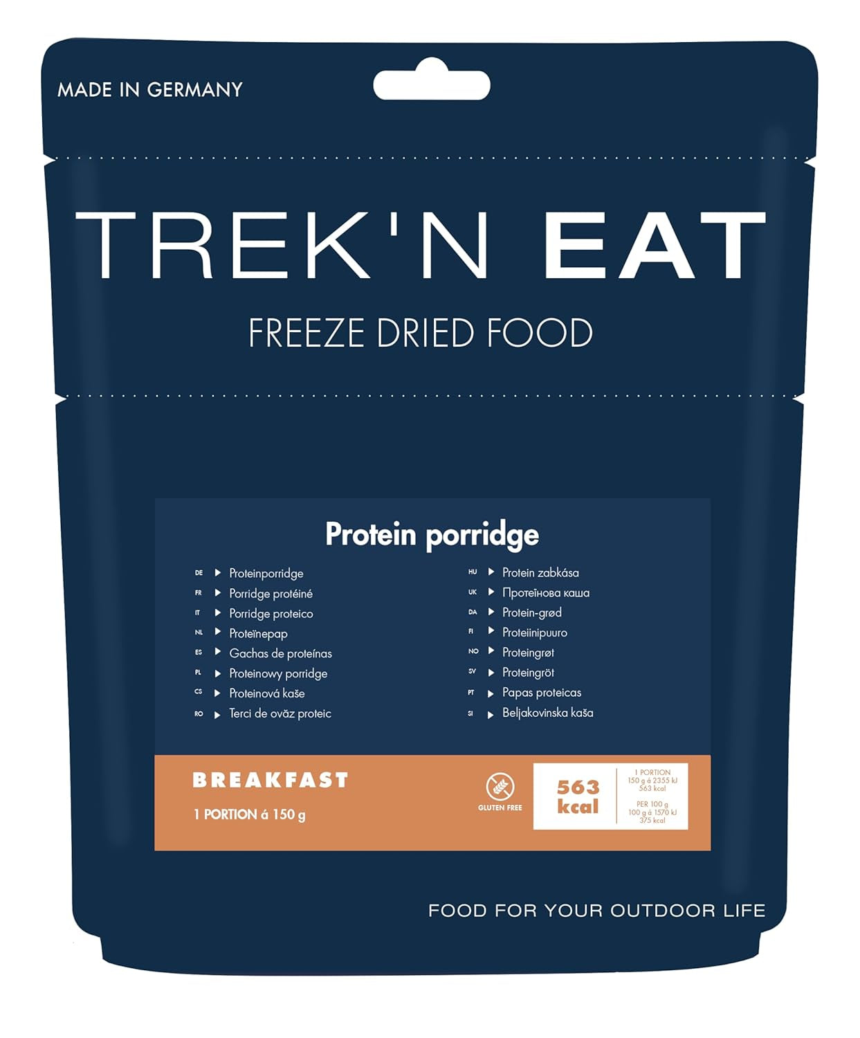 Trek'n Eat Protein Porridge – Eiwitrijk ontbijt voor buiten | Gevriesdroogde tafel voor kamperen, wandelen en expedities | Vullend, snel klaar, ideaal voor op reis