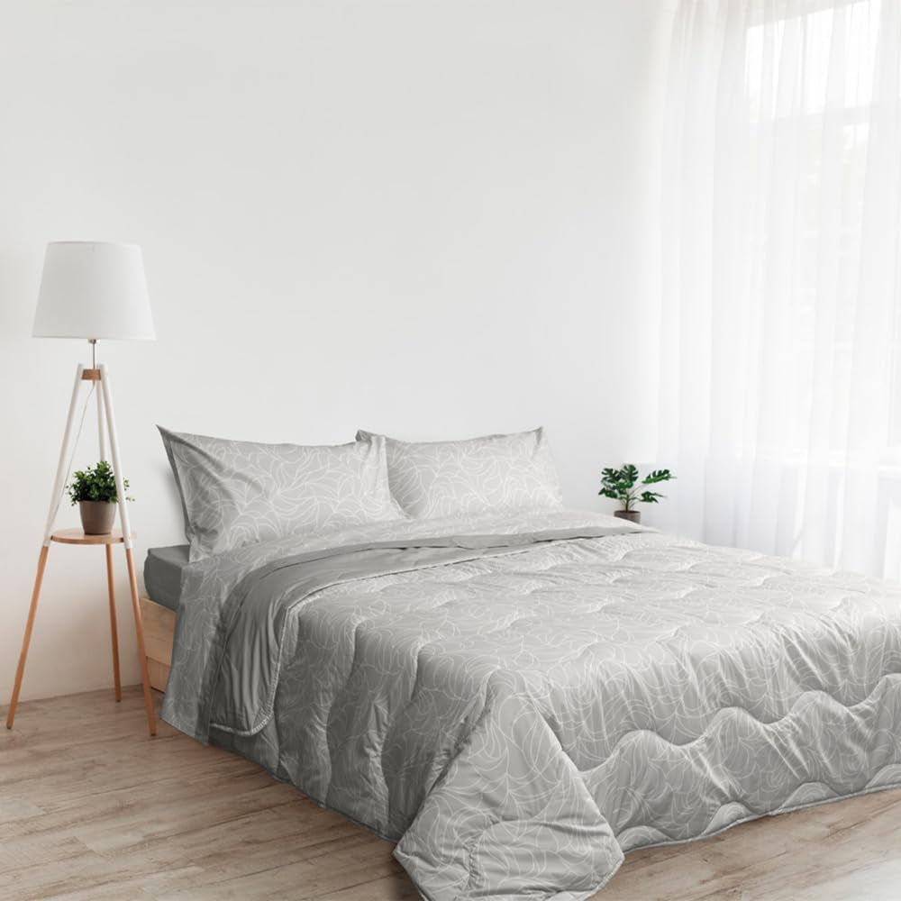 Foppapedretti Nacht&Natura dekbed voor tweepersoonsbed 2P; parelgolf, hoes van 100% katoen, Made in Italy Quilts en quilts Naty Shop