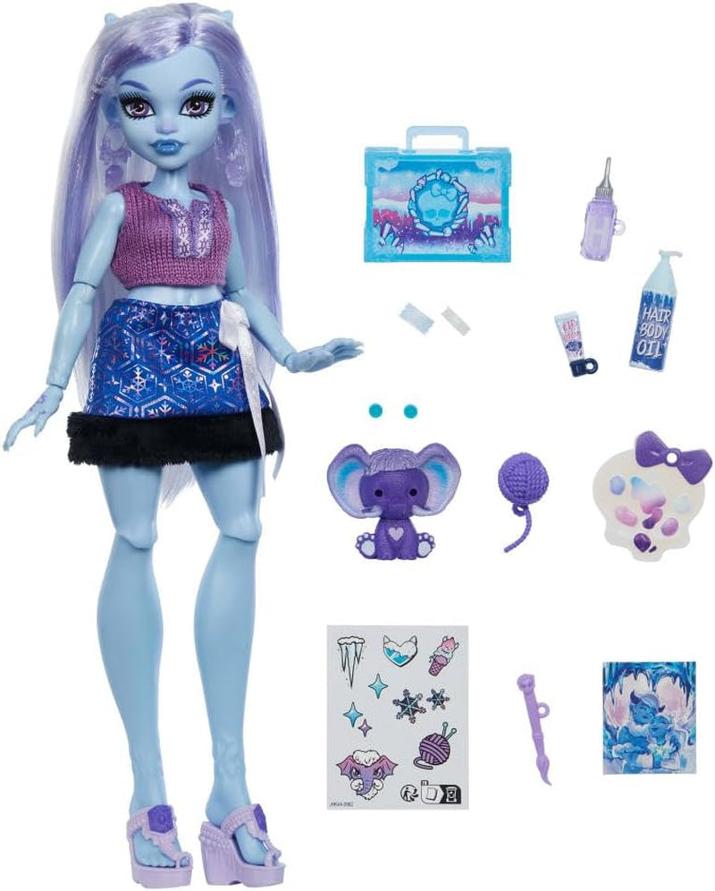 Monster High Self-Scare Secrets Abbey Bominable pop en accessoireset met 13 realistische verrassingen zoals henna, tekeningen en haakwerk JHK44