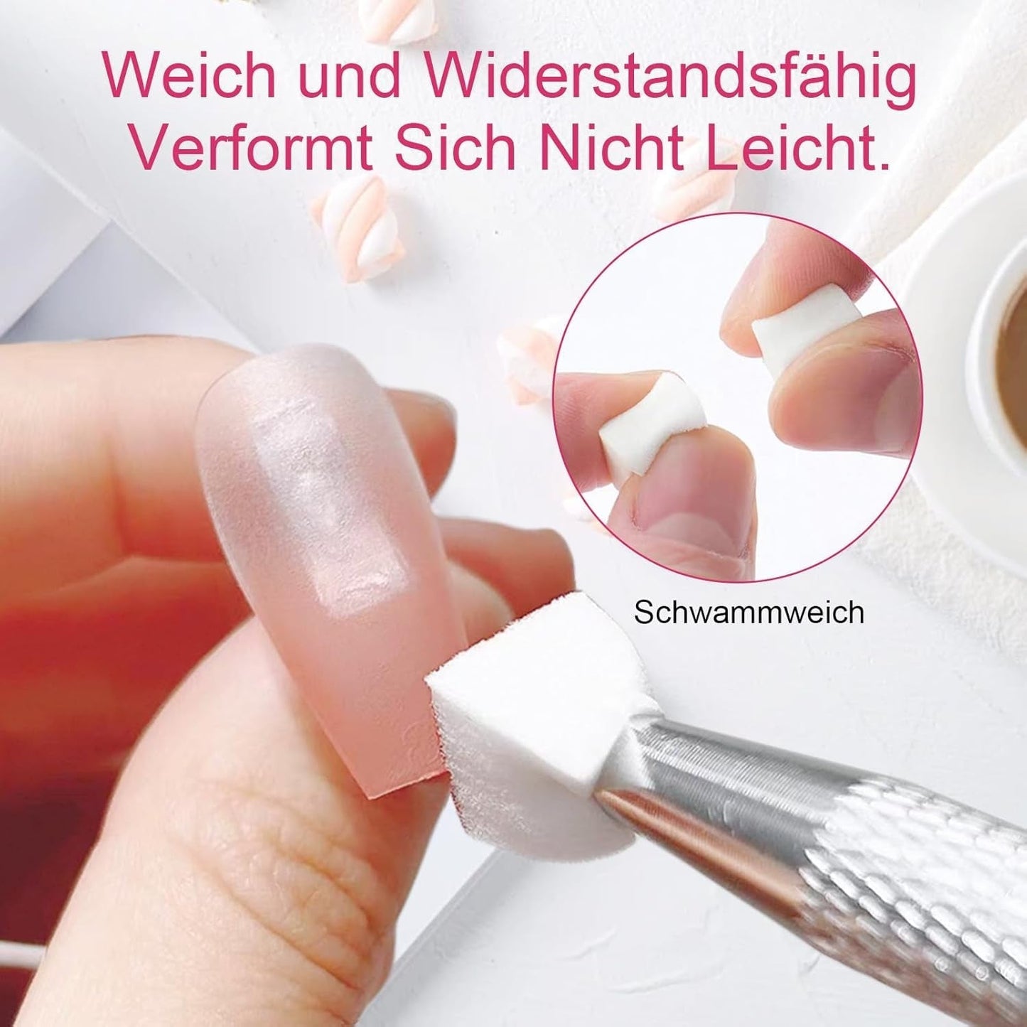 100 Stk Nail Art Schwamm Mit Metallgreifer, Nailart-Zubehör, Baby Boomer, Rendering-Werkzeuge Mit Greifer-Blöcken, Maniküre-Gradient Nail Art Schwamm, voor Pinselset, Nägel, Nageldesign-Zubehör
