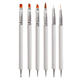 6 Stück Doppel-Ende Nagel Pinsel, Nageldesign Pinsel, Doppel-Ende Nail Art Pinsel Kit Professionelle Maniküre Werkzeuge Kit (Zwart)