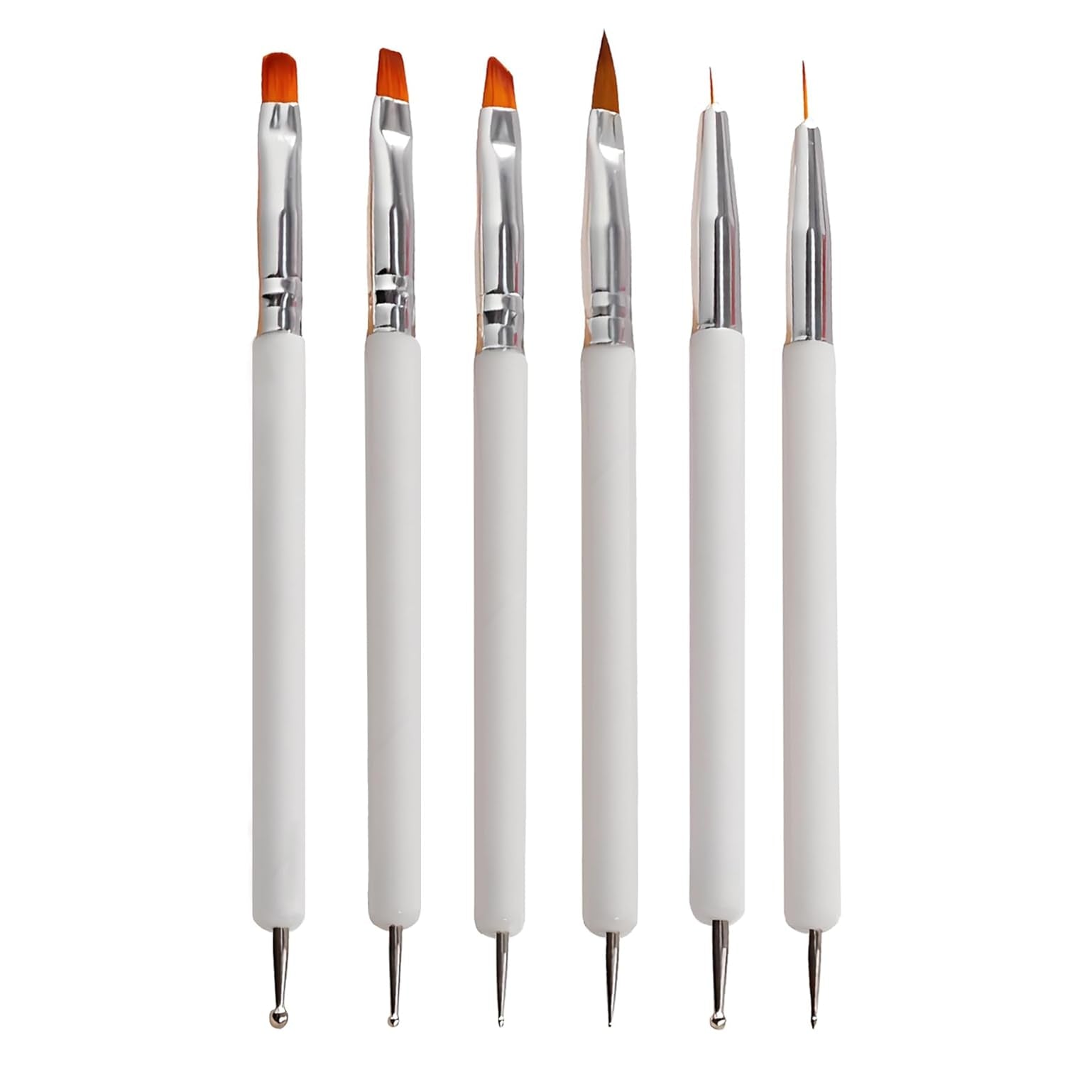 6 Stück Doppel-Ende Nagel Pinsel, Nageldesign Pinsel, Doppel-Ende Nail Art Pinsel Kit Professionelle Maniküre Werkzeuge Kit (Zwart)