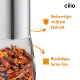Cilio PICCANTE hete pepermolen, Ø 6,5 cm, H: 14,5 cm, met afsluitdeksel Molens en Snijmachines Naty Shop