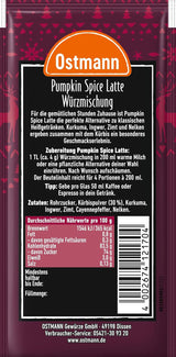 Ostmann Gewürze – Pumpkin Spice Latte Würzmischung, zum Einrühren in Milch met Kaffee of Espresso, met Kürbispulver, 16 g in Beutel (Verpackungsdesign kan abweichen)