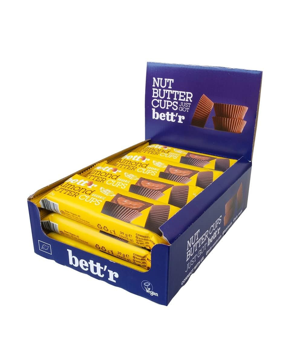 Bett'r schuldvrije biologische hazelnootboterbloemen. 100% veganistisch, glutenvrij en lactosevrij - 12 x 39 g
