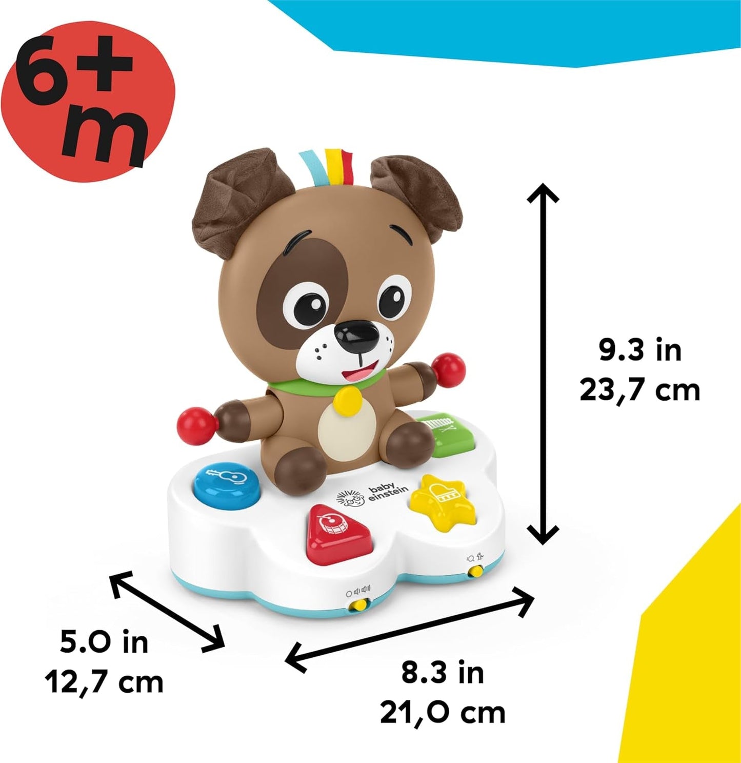 Baby Einstein, Drum & Learn Dean Muzikaal leerspeelgoed - Multisensorisch babyspeelgoed, 2 speelmodi, kleuren, vormen en instrumenten, 50+ geluiden, vanaf 6 maanden Babyspeelgoed Naty Shop