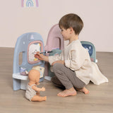Smoby - Babyverzorging Poppenkwekerij - Poppenspeelcentrum Kinderdagverblijf + Kleuterschool Dagelijks leven - Opvouwbare speelruimte met 360° rotatie - 6 accessoires - Gemaakt van 90% gerecycled materiaal in Frankrijk, vanaf 3 jaar