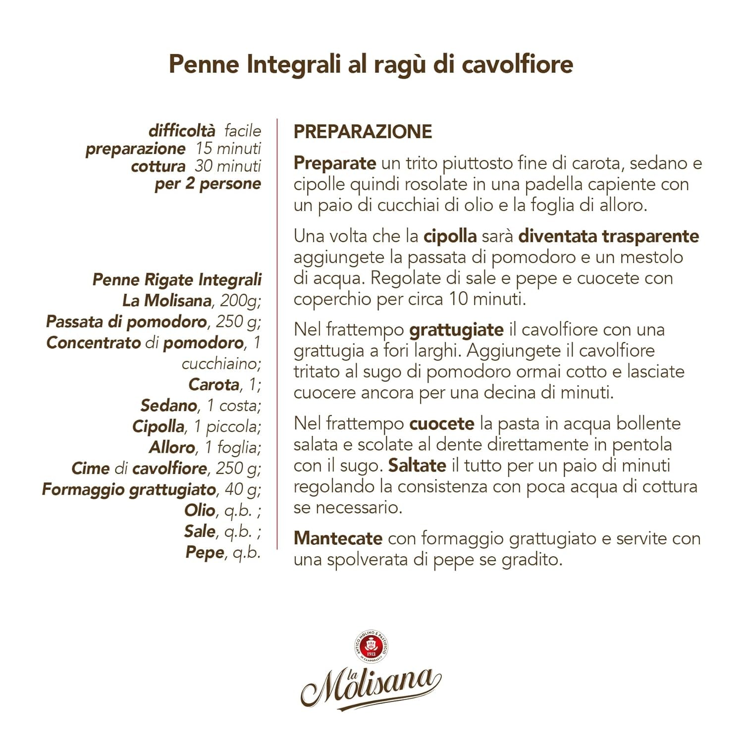 N°20 Penne Régate Integrale Paté 500 g - Lot van 6