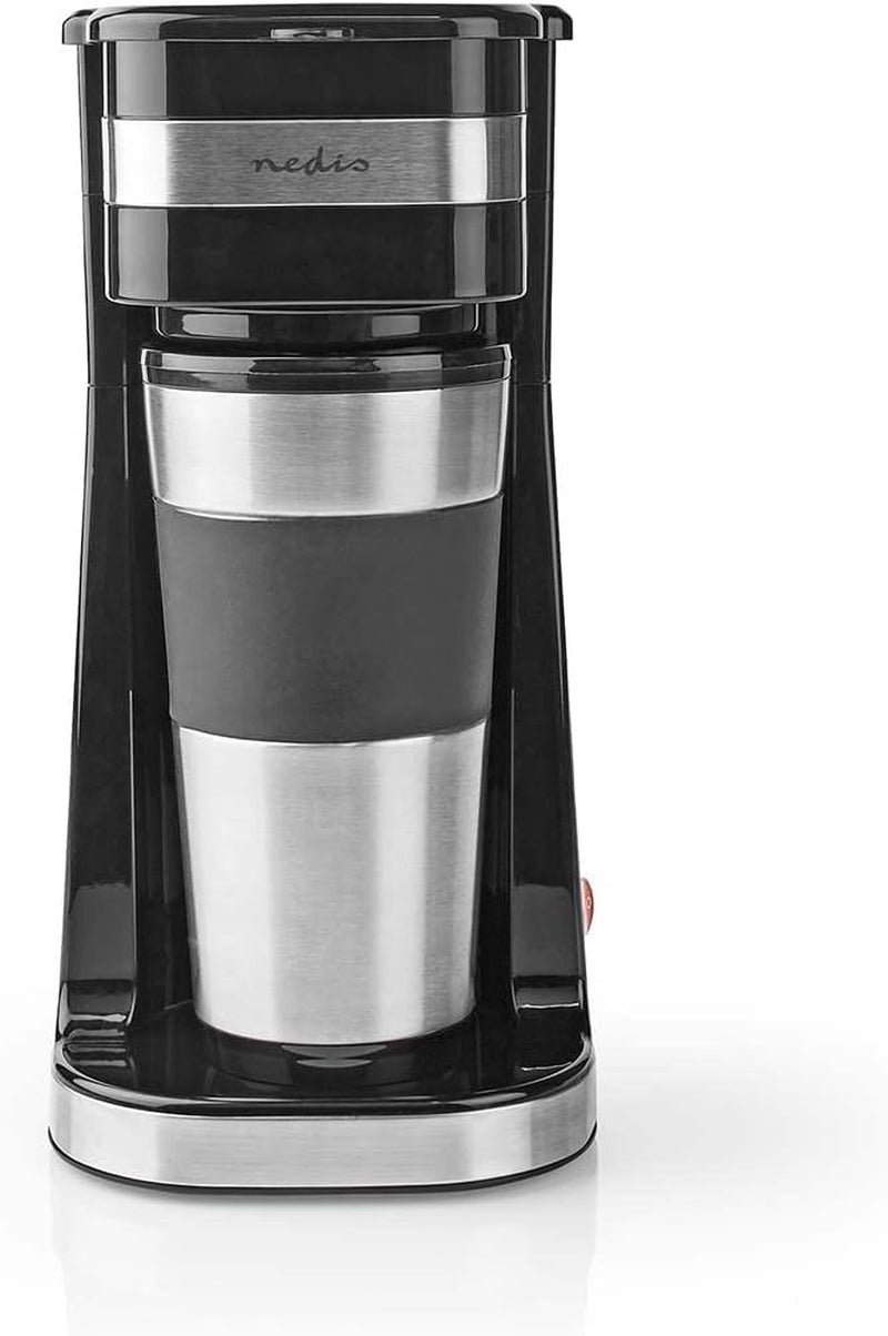 NEDIS Espressor - Gefilterde koffie - 0,4 l - 1 Kopje - Timer - Zwart/Zilver