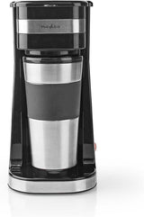 NEDIS Espressor - Gefilterde koffie - 0,4 l - 1 Kopje - Timer - Zwart/Zilver