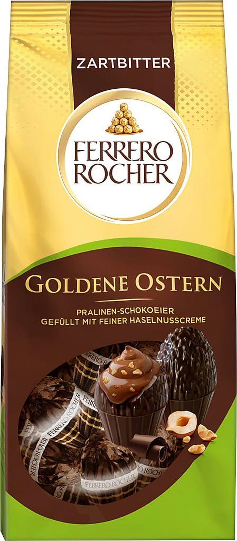 Chocoladepraliné-eieren 90g – Pure chocolade met stukjes hazelnoot en fijne cacaocrème met hazelnoten – Paaseieren voor paasnestjes – Paasgeschenk – Paaschocolade, Paassnoepjes