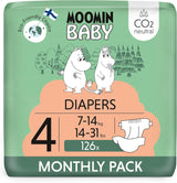 Moomin Baby Eco-luiers, maat 3, 5-8 kg, 48 stuks, premium zachte luiers | Zacht en huidvriendelijk, ademend, absorberend, geen onnodige chemicaliën |
