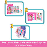 Barbie-Puppenhaus Spielset, Ferienhaus mit 4 Spielbereichen, darunter Küche, Badezimmer, Schlafzimmer en Lounge, 11 Deko-Zubehörteile, HRJ76