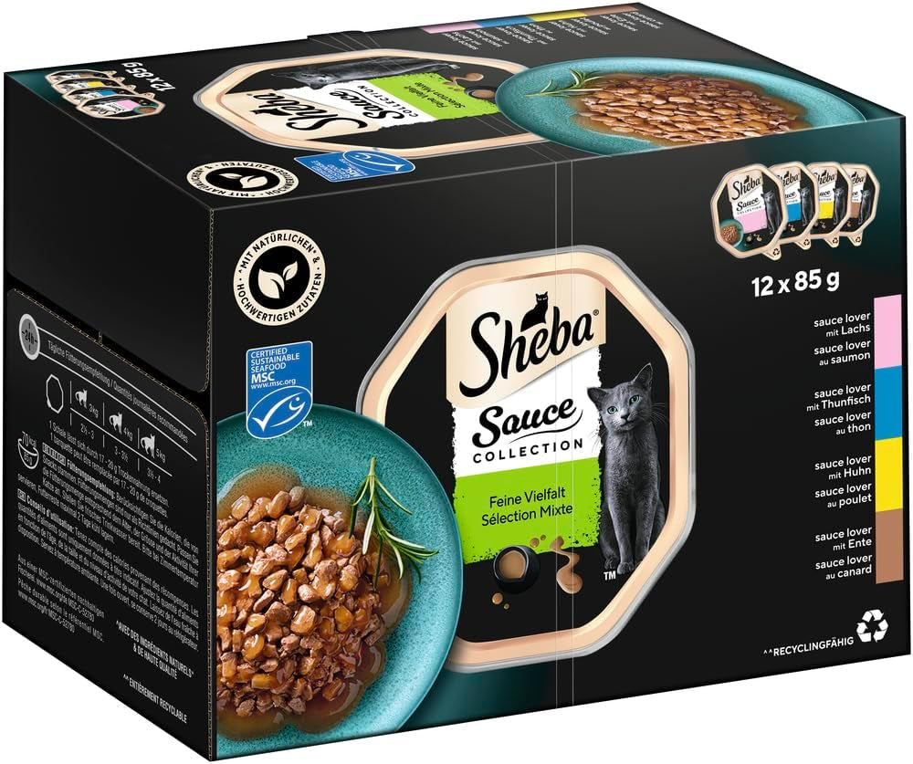 Sheba Sauce Collection Tray Multipack, fijne variant MSC, 4x12x85g
