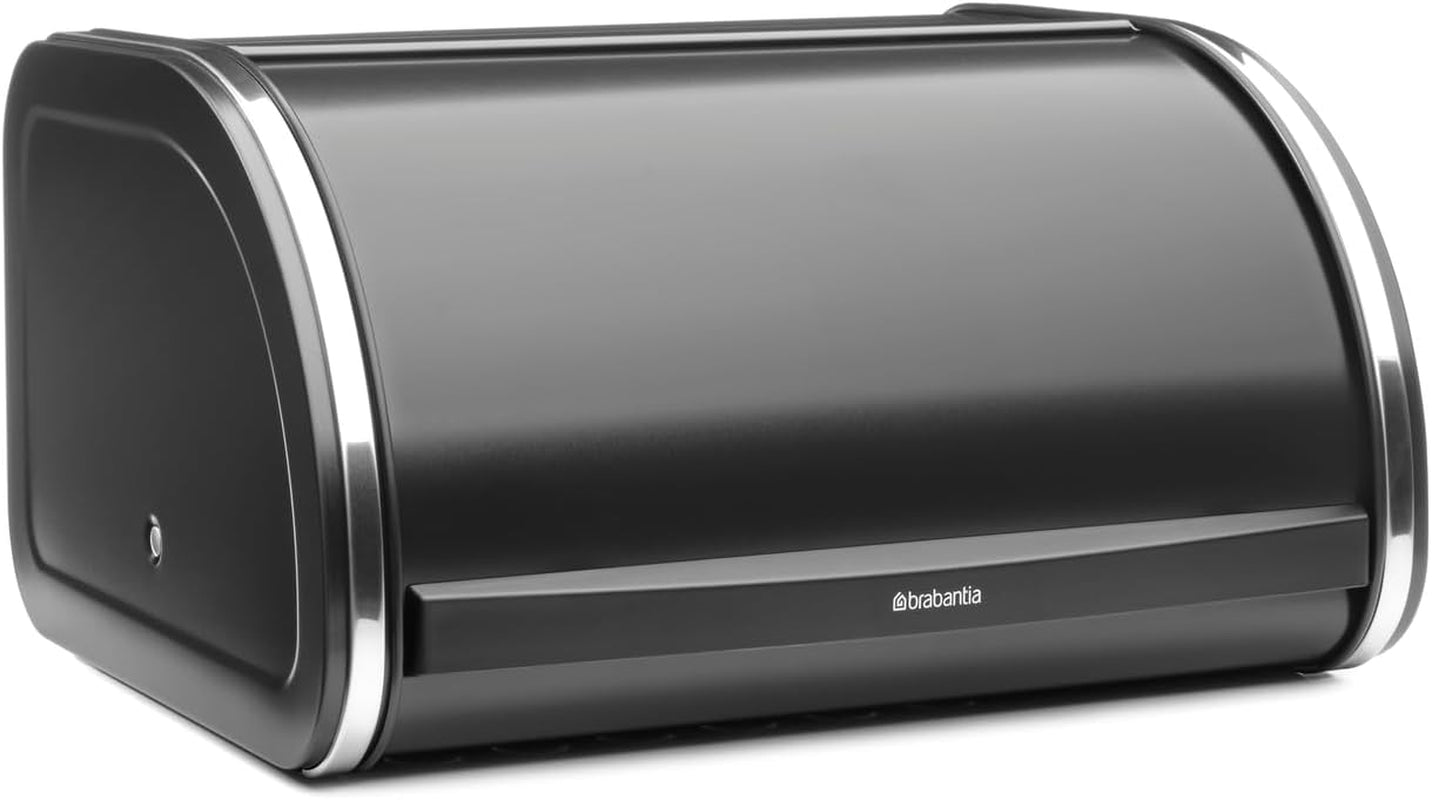 Brabantia broodtrommel - Compacte opbergdoos voor brood, bagels en broodjes met plat deksel, duurzaam staal - middelgroot - matzwart Voedselbewaardozen Naty Shop