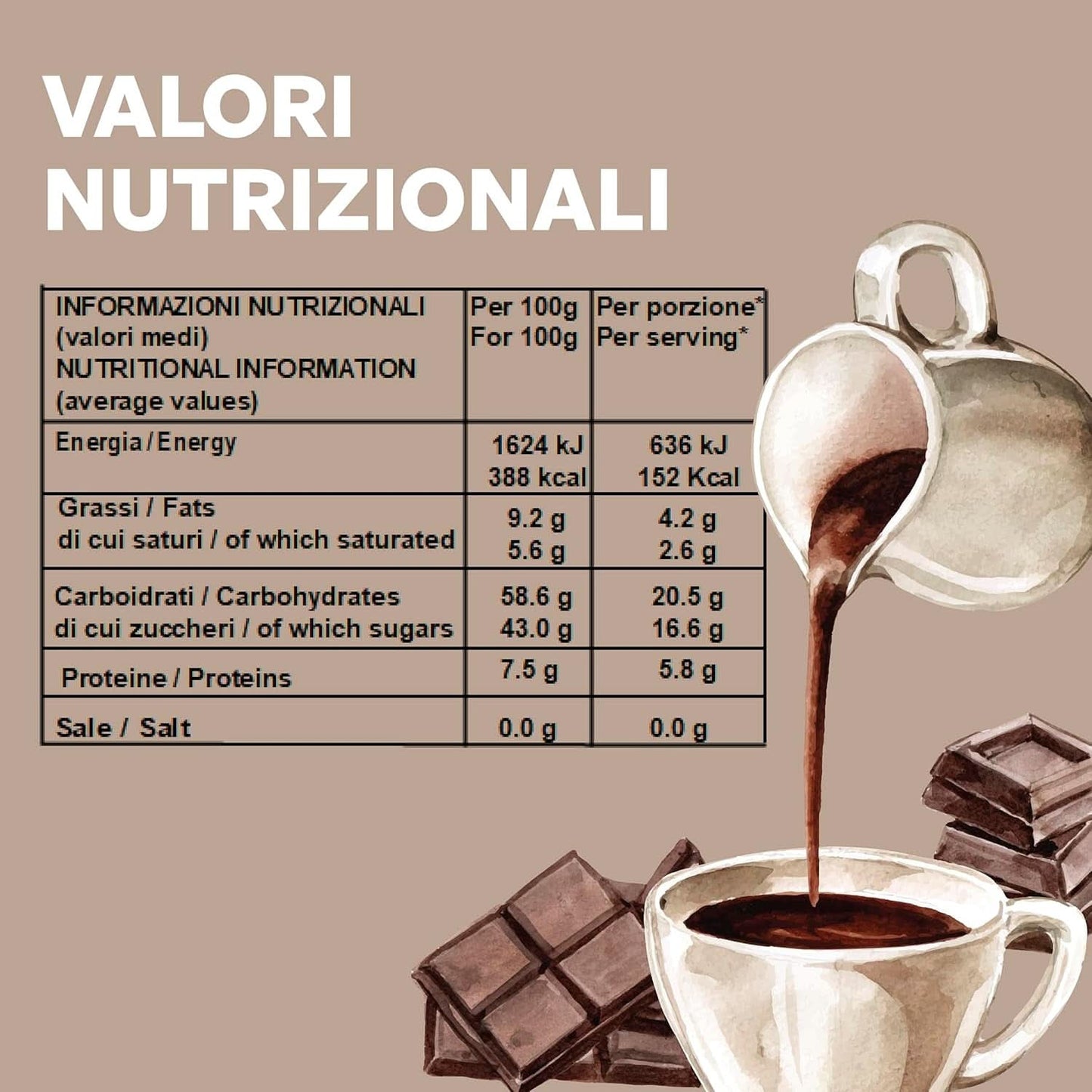 Italiaanse warme chocolademelk Cortina TART BITTER CHOCOLADE, 15 zakjes X 30 gram Cacao en Warme Chocolademelk Naty Shop