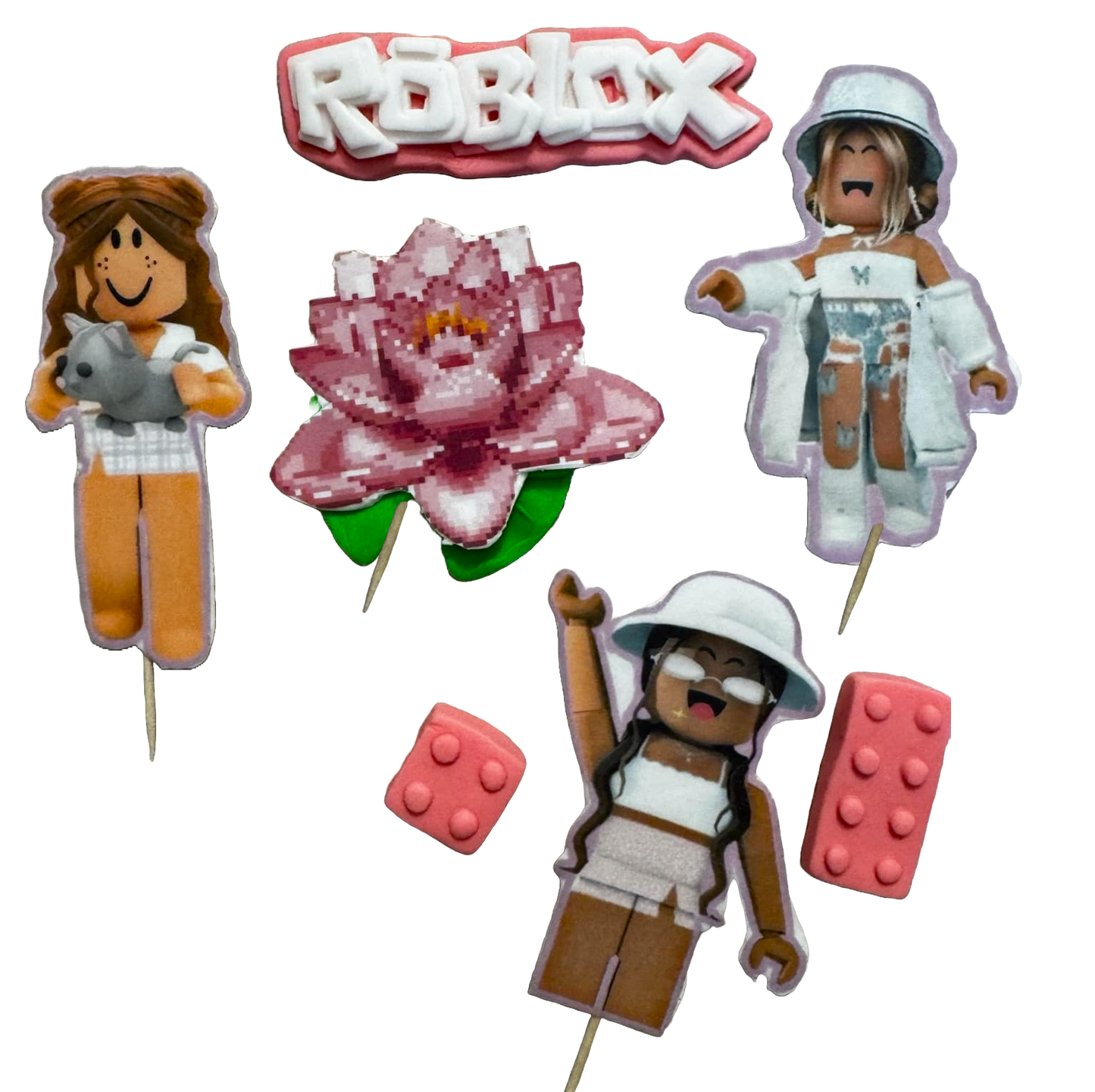 Set van 7 eetbare suikerpasta-decoraties, Roblox Girls Sugar Paste Decorations Naty Shop