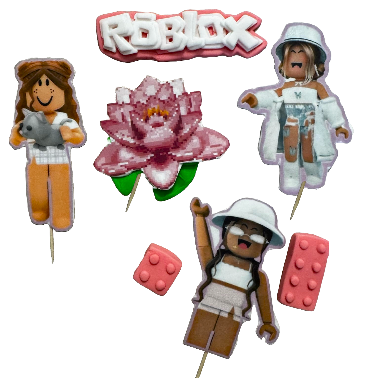 Set van 7 eetbare suikerpasta-decoraties, Roblox Girls Sugar Paste Decorations Naty Shop