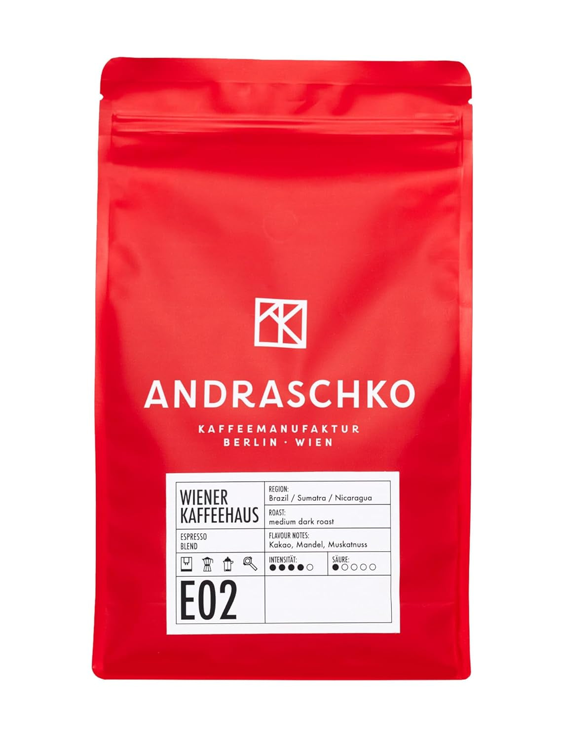 Espresso Bohnen - Wiener Kaffeehausmischung Espresso Blend - mild Röstung mit 100% Arabica aus 7 Herkunftsländern - frisch in Berlijn geröstet - 1kg