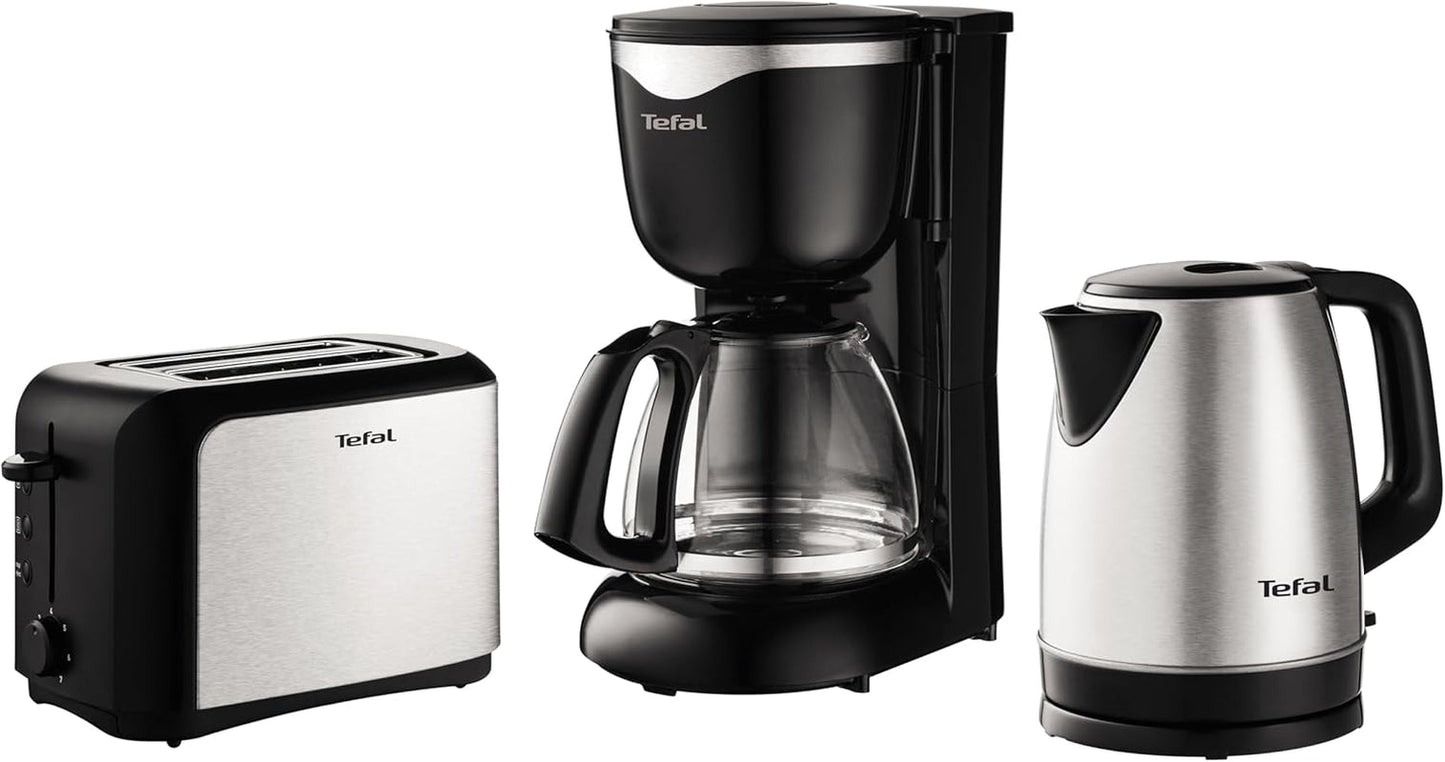 Tefal CM3408 Glazen mini-koffiezetapparaat (600 W, 6 kopjes) zwart/roestvrij staal, CM340811